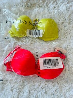 Victoria's Secret Neon Yellow Bra with Multicolor Braids Size 34-A